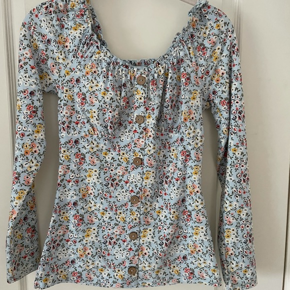 NWT  SOFT BRUSHED JERSEY TOP ILLUSION TINY WAIST FLATTERING! - Picture 2 of 7